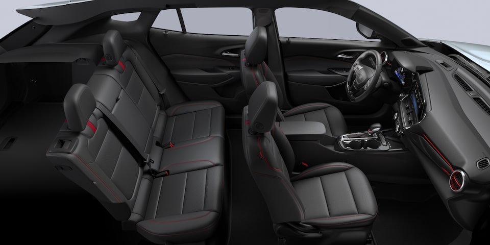 2025 Chevrolet Trax crossover CGI Photography: Jet Black & Red Point RS Exclusive Interior and RS Artificial Leather Sheet