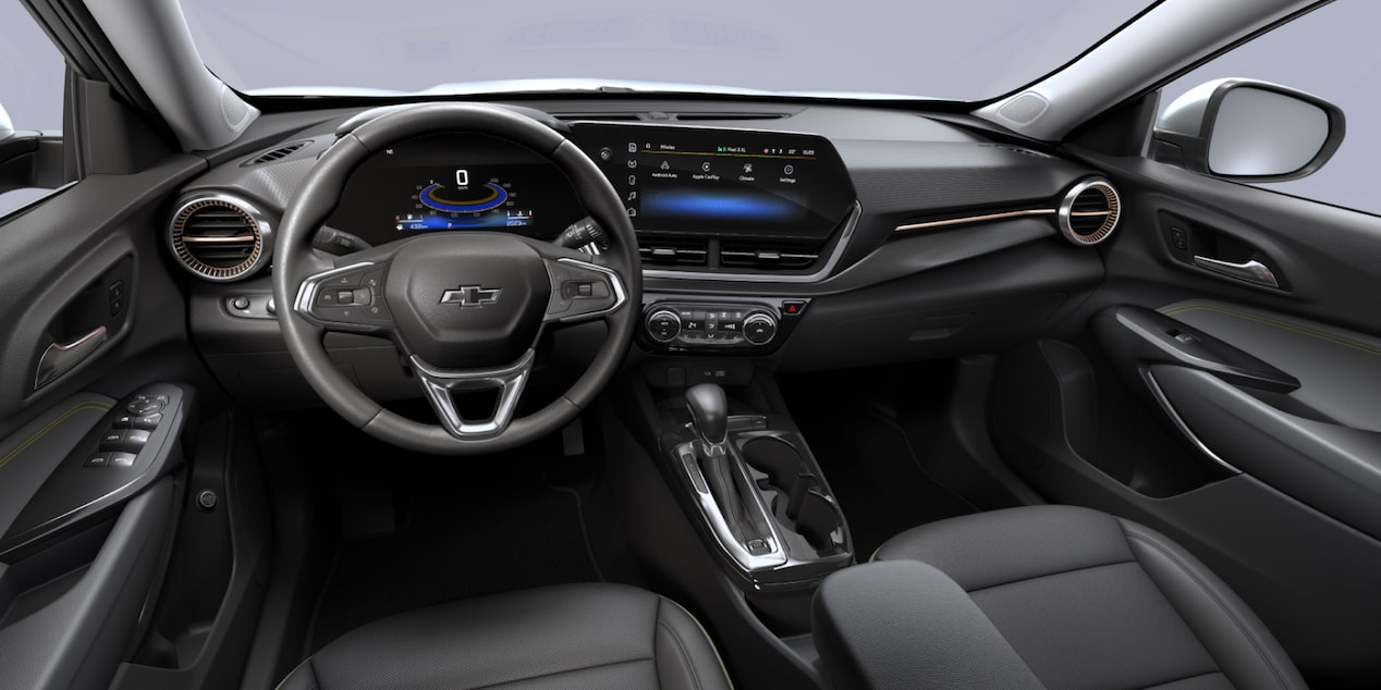 2026 Chevrolet Trax crossover CGI Photography: JET BLACK & ARTEMIS POINT INTERIOR AND ACTIV ARTIFICIAL LEATHER SHEET