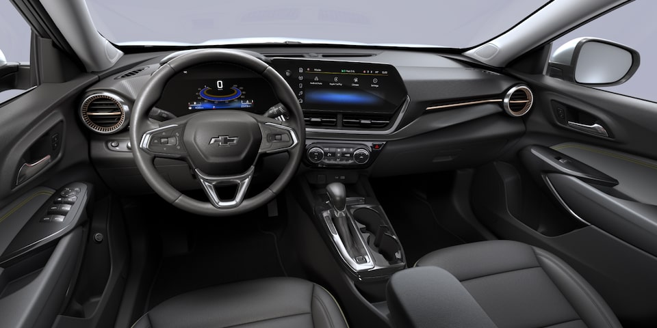 2025 Chevrolet Trax crossover CGI Photography: JET BLACK & ARTEMIS POINT INTERIOR AND ACTIV ARTIFICIAL LEATHER SHEET