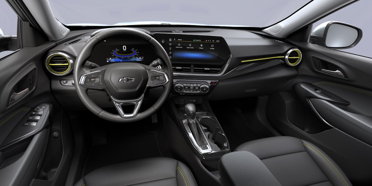 2026 Chevrolet Trax crossover CGI Photography: JET BLACK & YELLOW POINT INTERIOR AND ACTIV