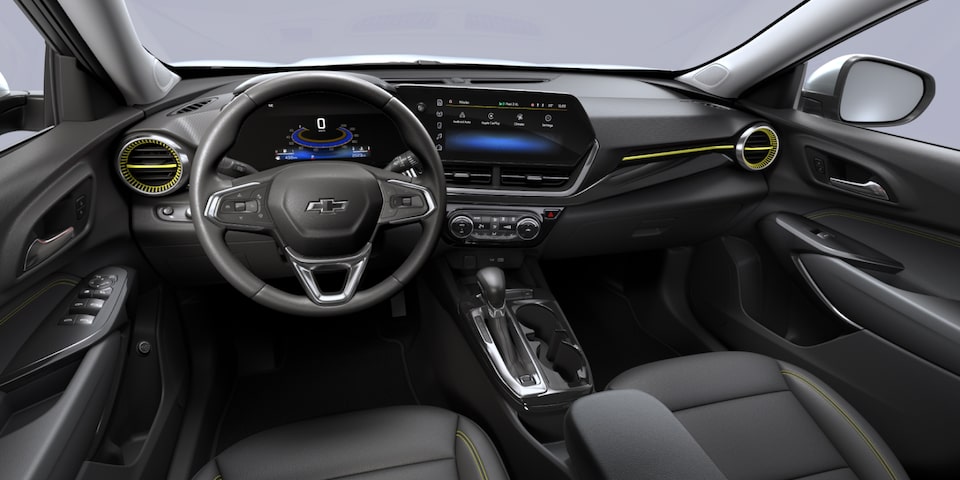2025 Chevrolet Trax crossover CGI Photography: JET BLACK & YELLOW POINT INTERIOR AND ACTIV
