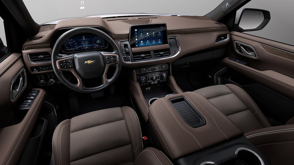 2022 Chevrolet Traverse CGI Photography: Interior A-to-A Pillar Jet Mocha Leather